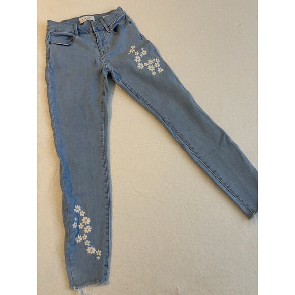 Pacsun Los Angeles Perfect Fit Ankle Jegging Embroidered Sunflower Size 23 - Picture 1 of 7